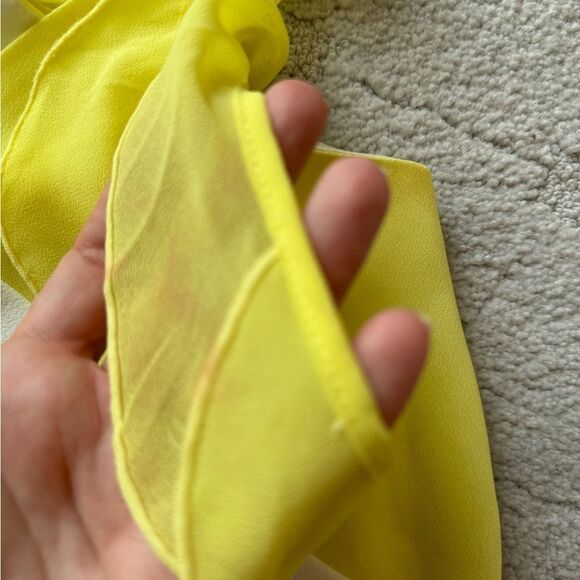 Yellow gray colorblock ruffle sleeve off shoulder tank top by Zara sz M - Picture 9 of 10